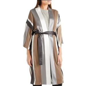 NWT Brunello Cucinelli Monili Embellished Silk Robe XL Made in Italy 44 Long